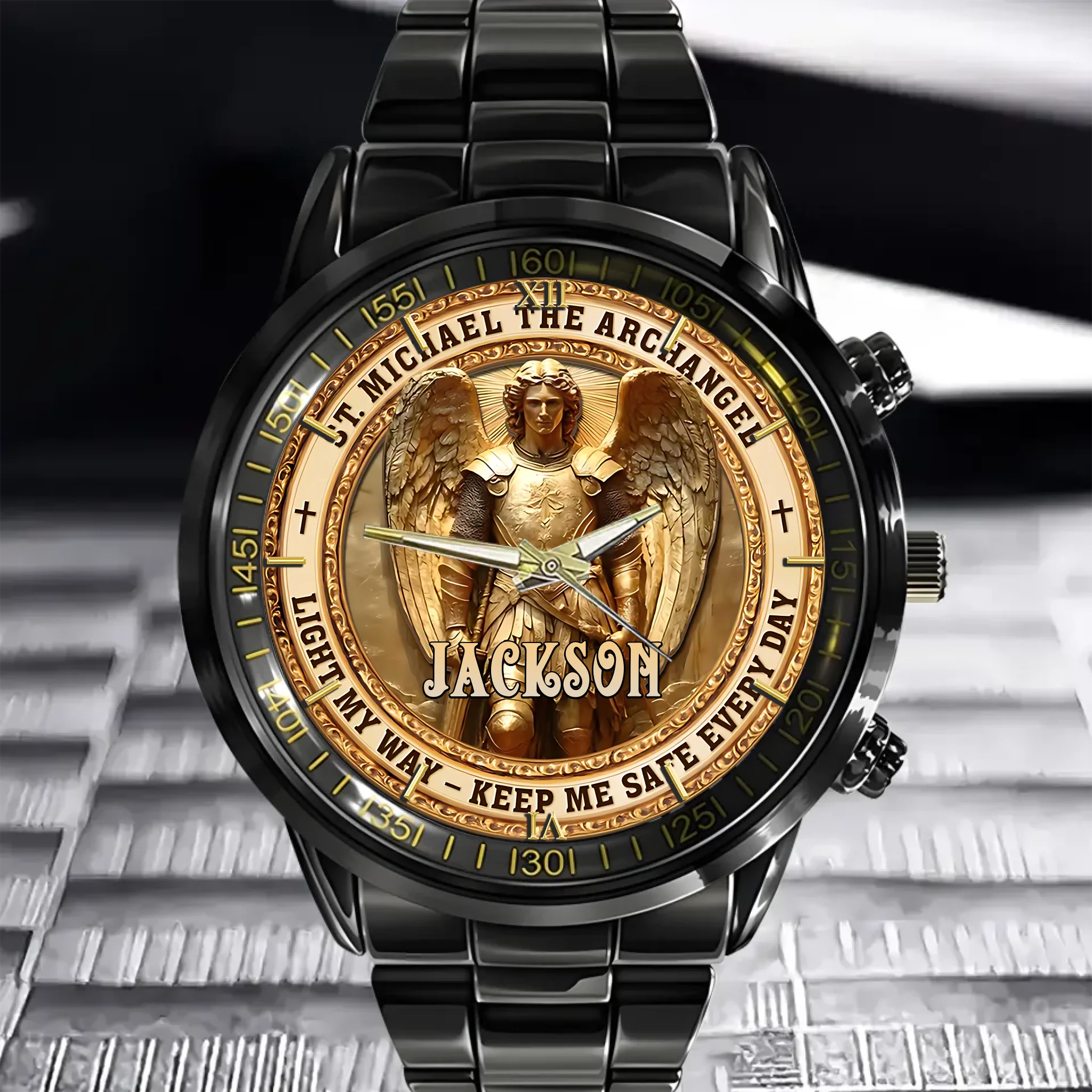 Archangel Michael Heaven’s Guardian Customized Watch - Personalized Name - Gift For Loved Ones And Friends