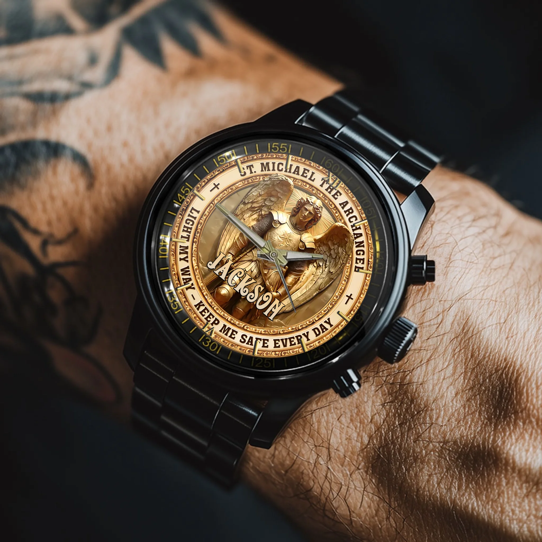 Archangel Michael Heaven’s Guardian Customized Watch - Personalized Name - Gift For Loved Ones And Friends