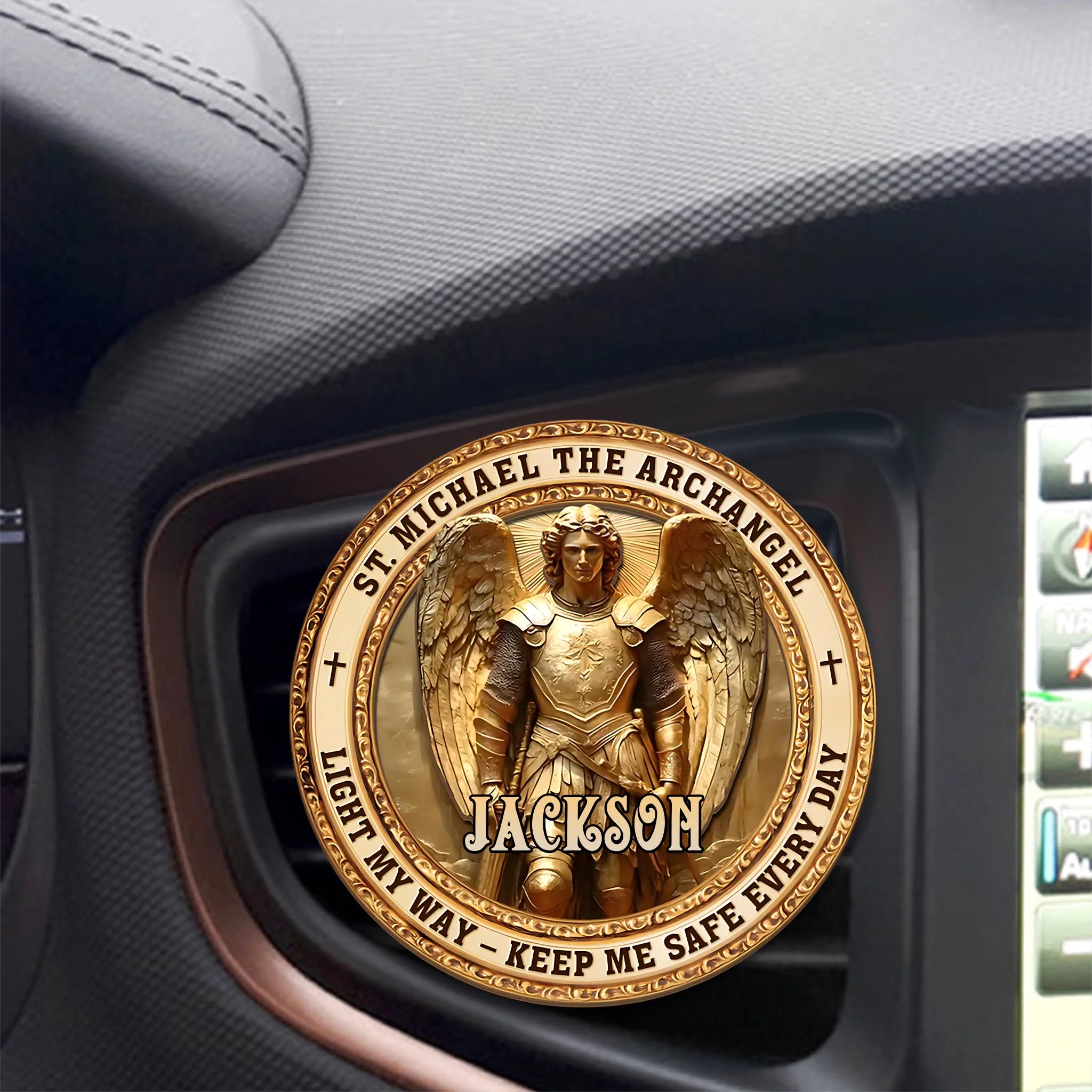 Archangel Michael Heaven’s Guardian - Personalized Name - Customized Acrylic Car Visor Clip
