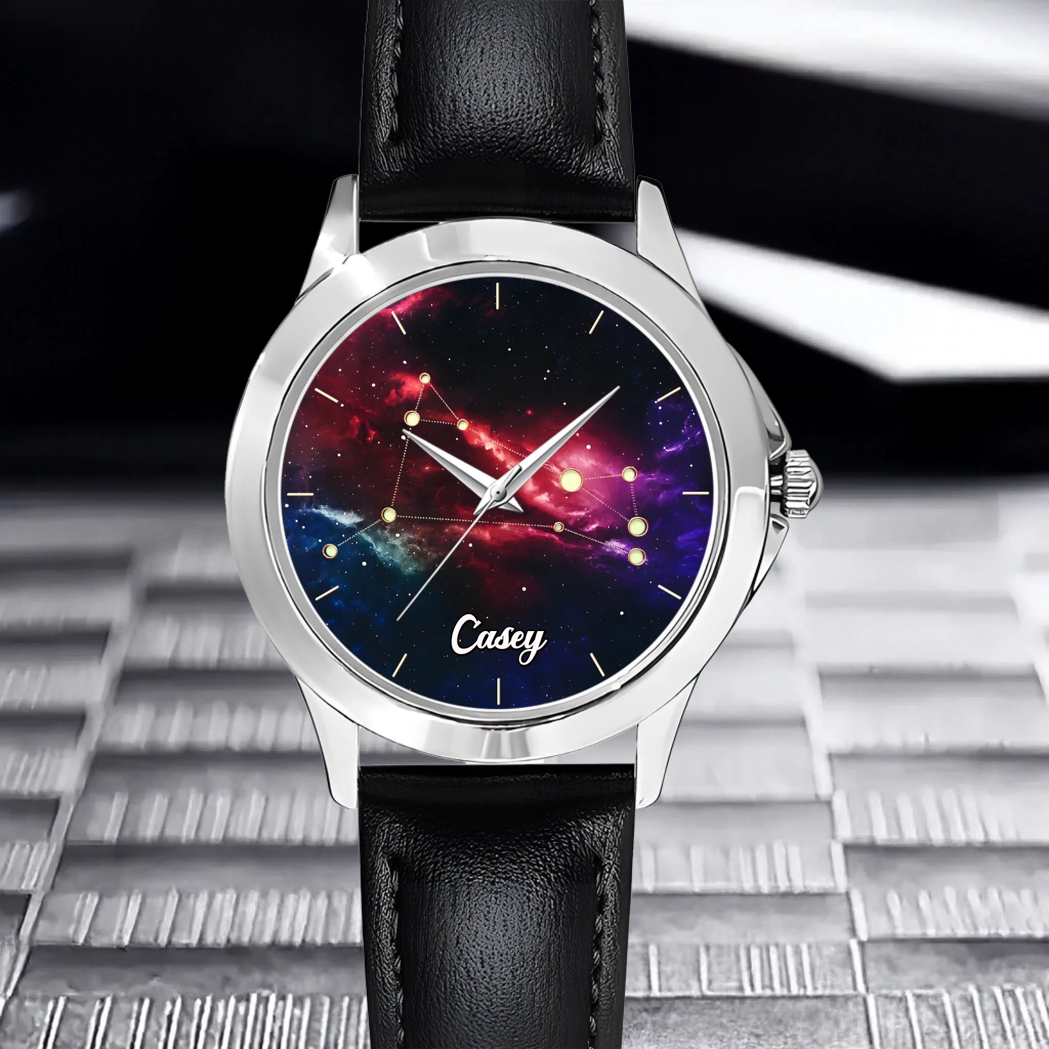 Custom Zodiac Watch Face – Personalized Star Sign Dial – Gift for Star Lovers