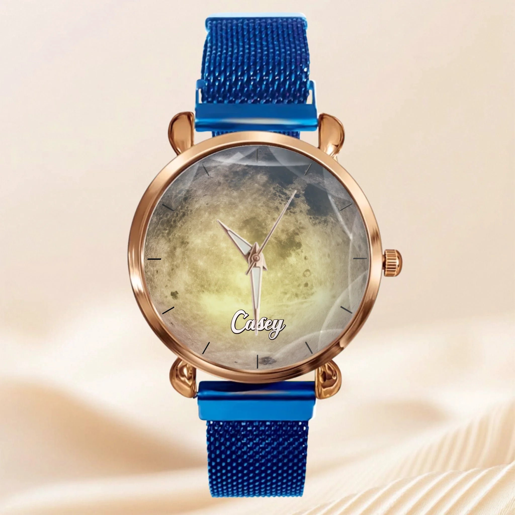 Custom Moon Watch Face – Personalized Full Moon Dial – Gift for Space Lovers