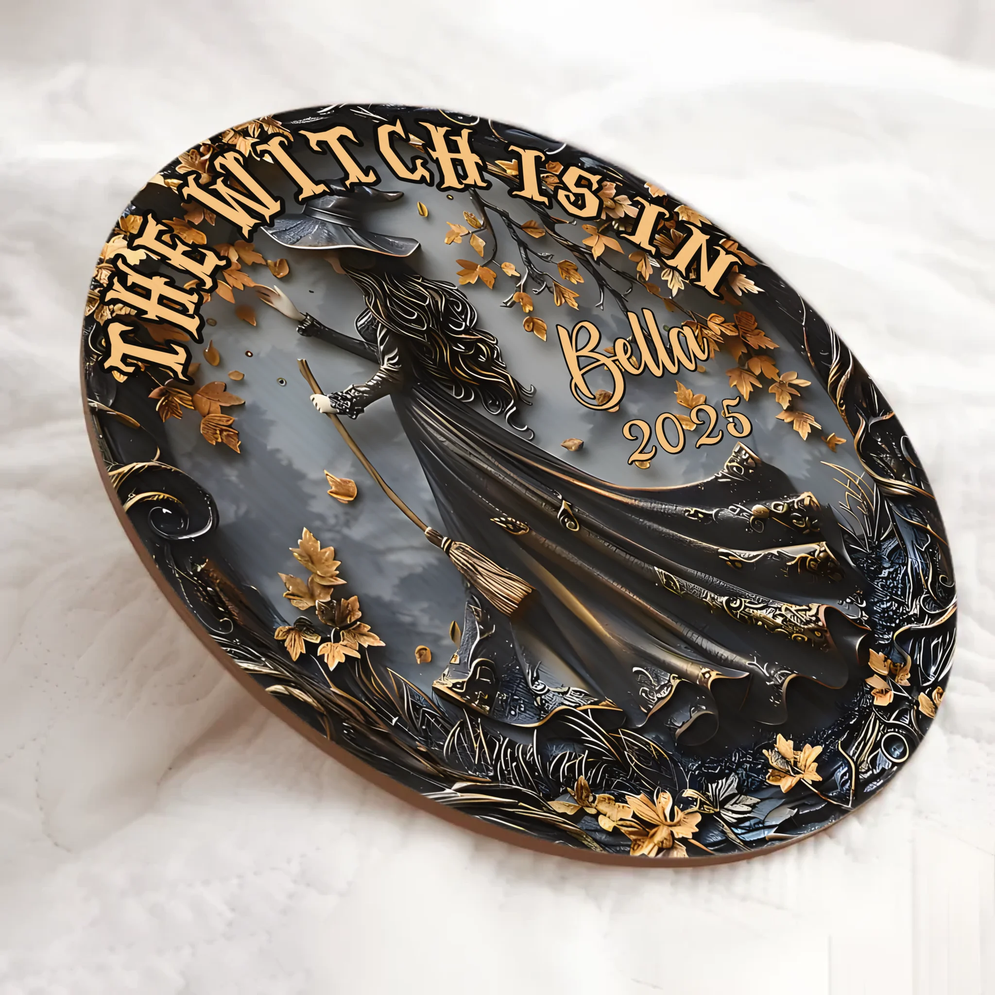 "The Witch Is In" Customized Wooden Sign - Personalized Name - Halloween decorations