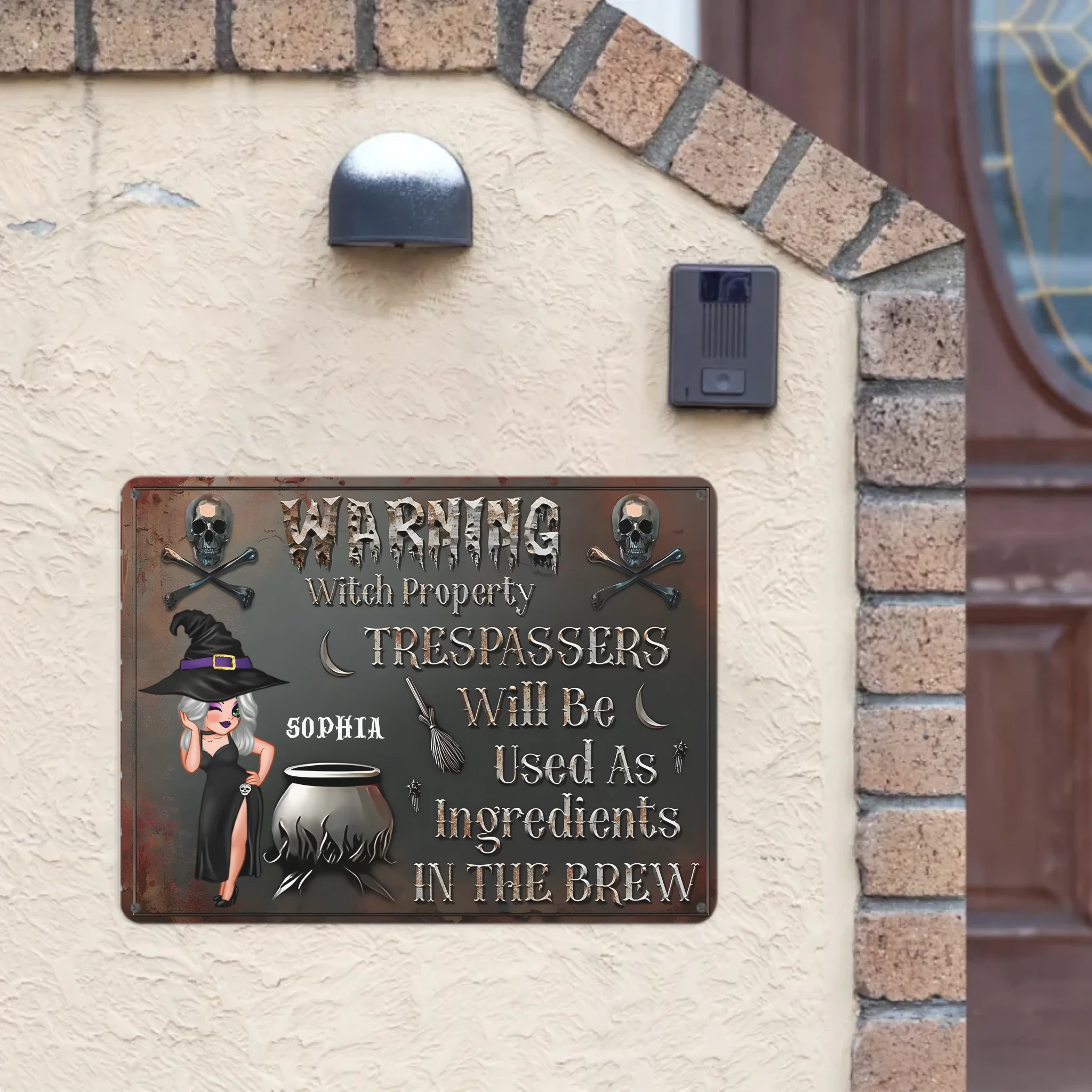 Warning! Trespassers Will Be Used As Ingredients - Personalized Witch Metal Sign - Gifts For Cool Ladies