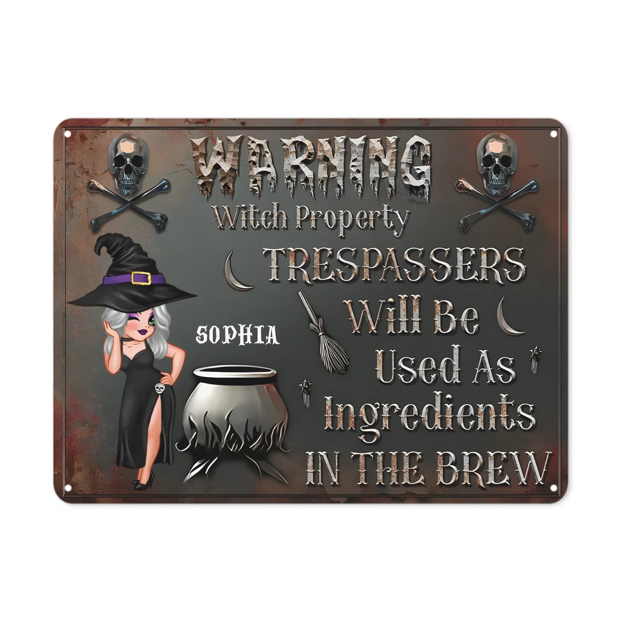Warning! Trespassers Will Be Used As Ingredients - Personalized Witch Metal Sign - Gifts For Cool Ladies