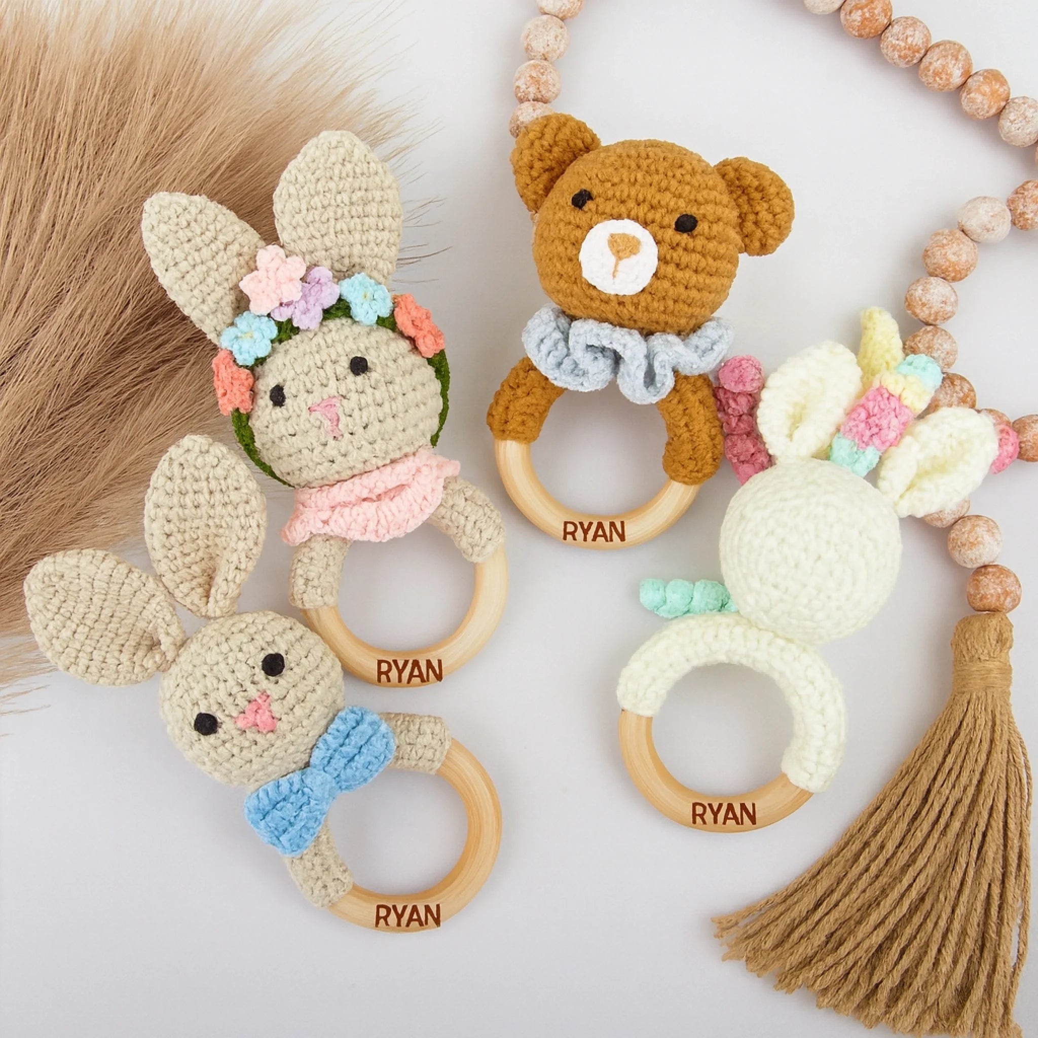 Custom Baby Animal Rattle - Gift for Newborns & Baby Showers