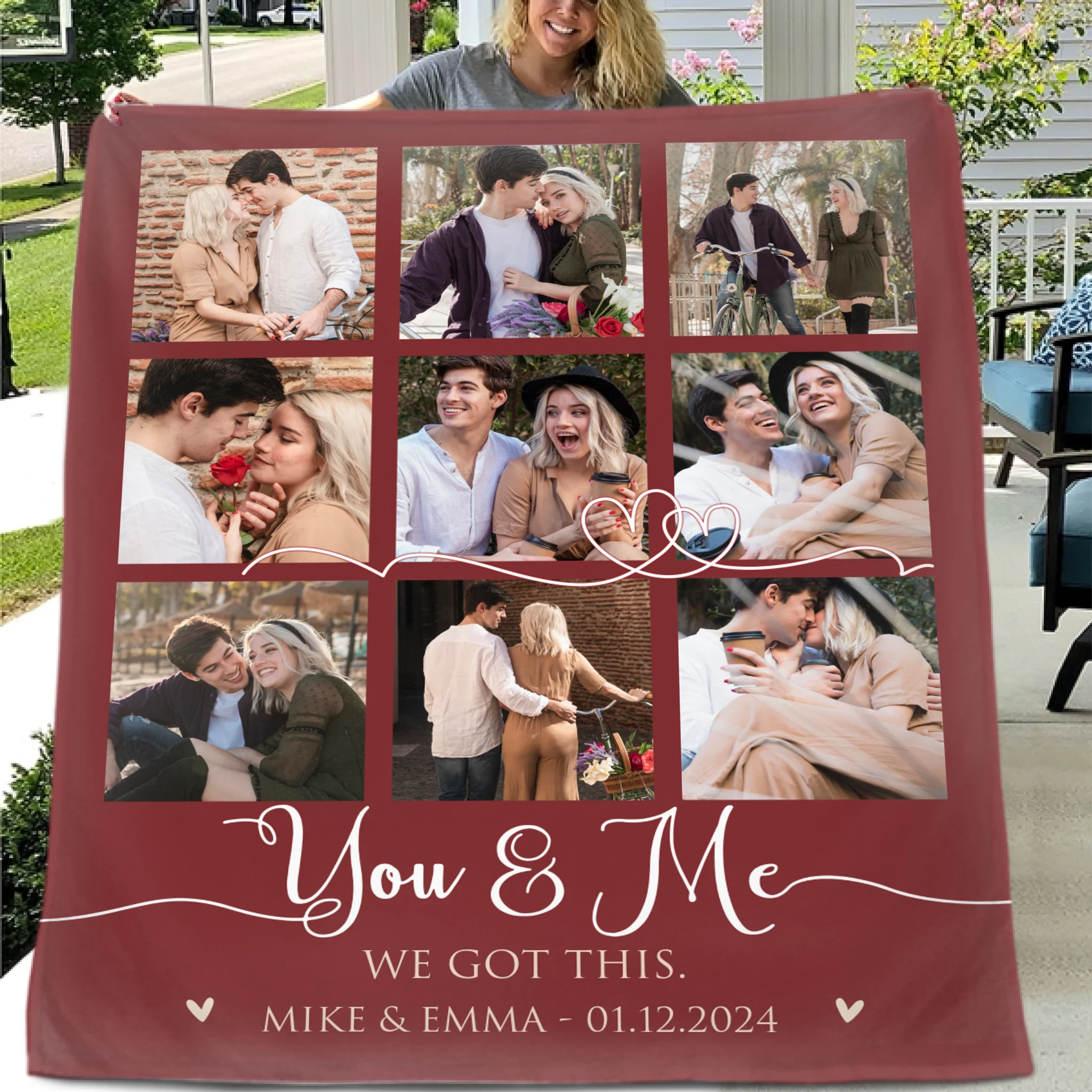 Custom Couple Photo Blanket – Personalized Love Memory Throw – Gift for Couples