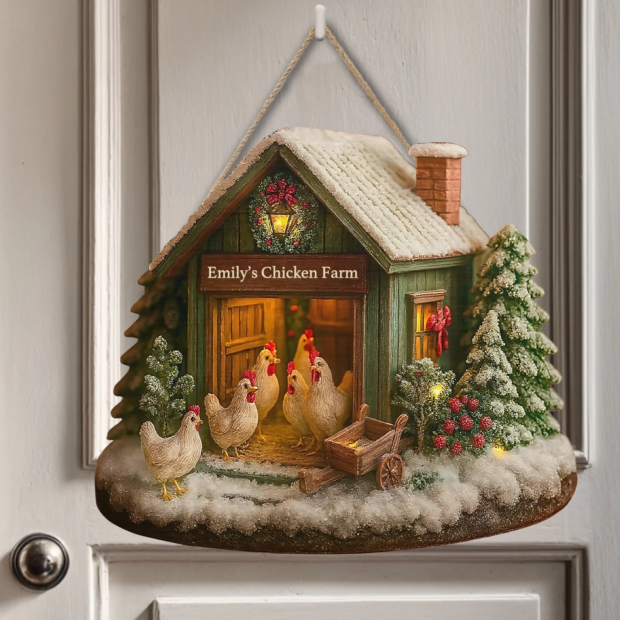 Welcome My Chicken Farm - Personalized Wooden Sign - Christmas Ornament
