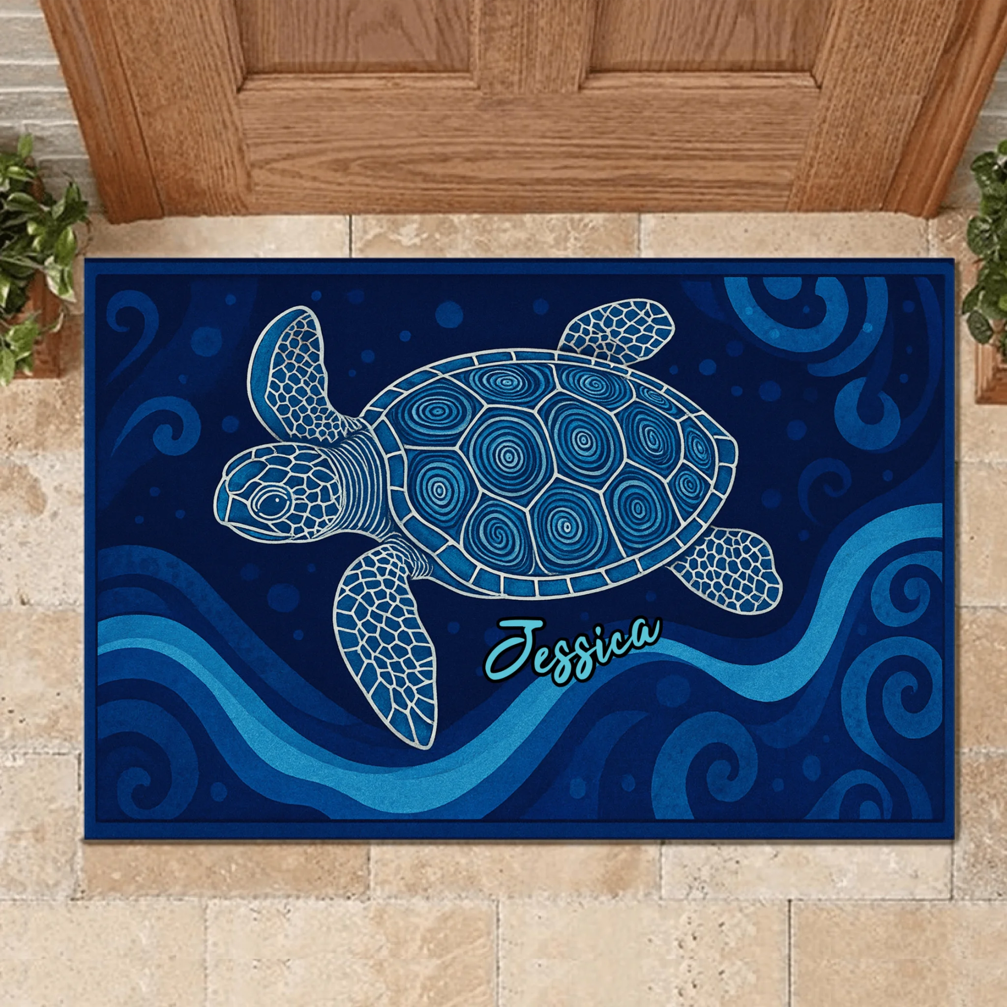 Sea Turtles Customized Floor Mat - Personalized Name Door Mat