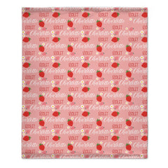 🍓Customized Strawberry Blanket - Personalized Name Toddler Blanket - Gift for Baby Girl, Kids