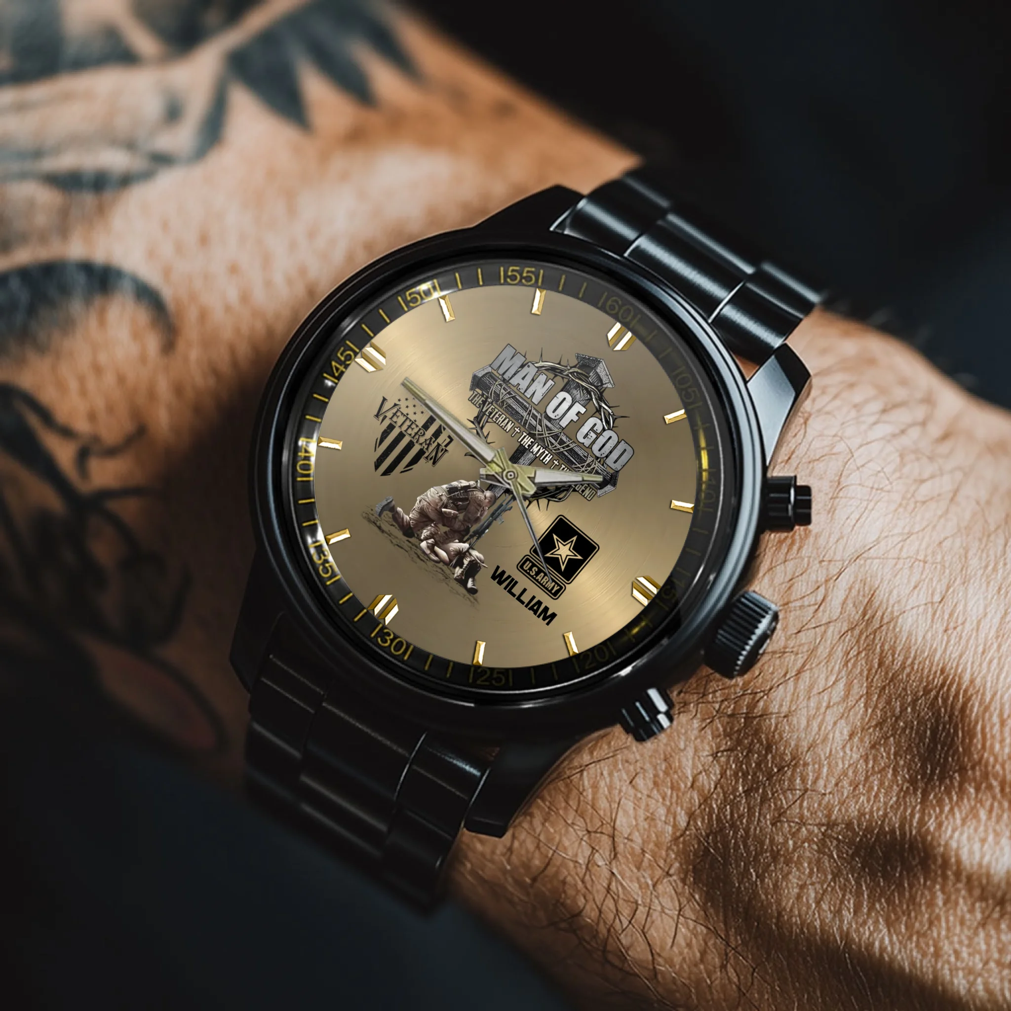 Man Of God Veteran Dad Papa - Personalized Watch For Father's Day - Veteran Gift