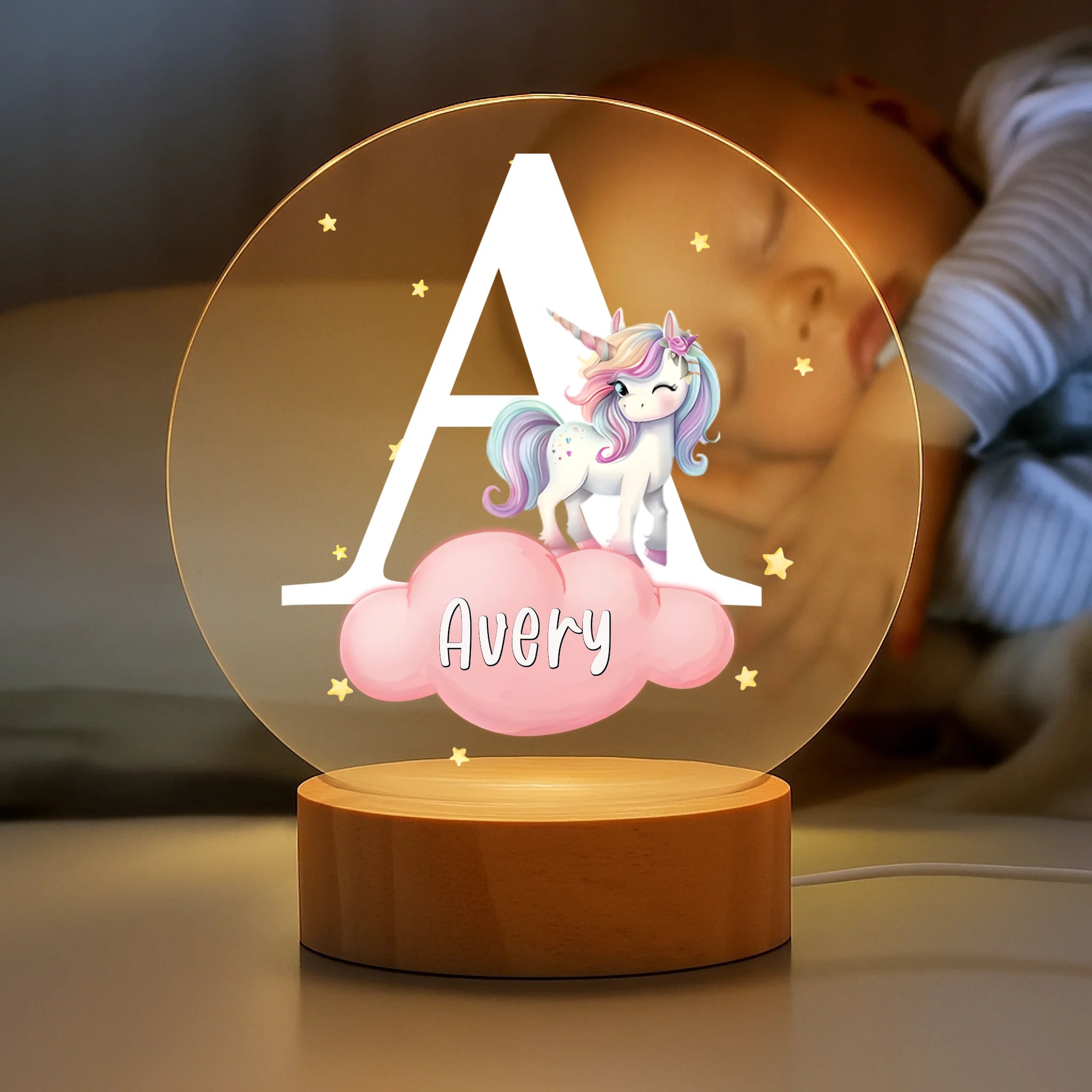 Personalized Forest Animals Night Light with Name – Gift for Kids, Baby Shower, Birthday