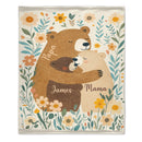 Customized Family Bear Flower Blanket - Personalized Name - Warm Gifts For Family Members