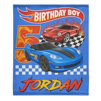 Custom Sports Car Blanket - Personalized Race Car Theme Throw Blanket - Gift for Boys and Girls
