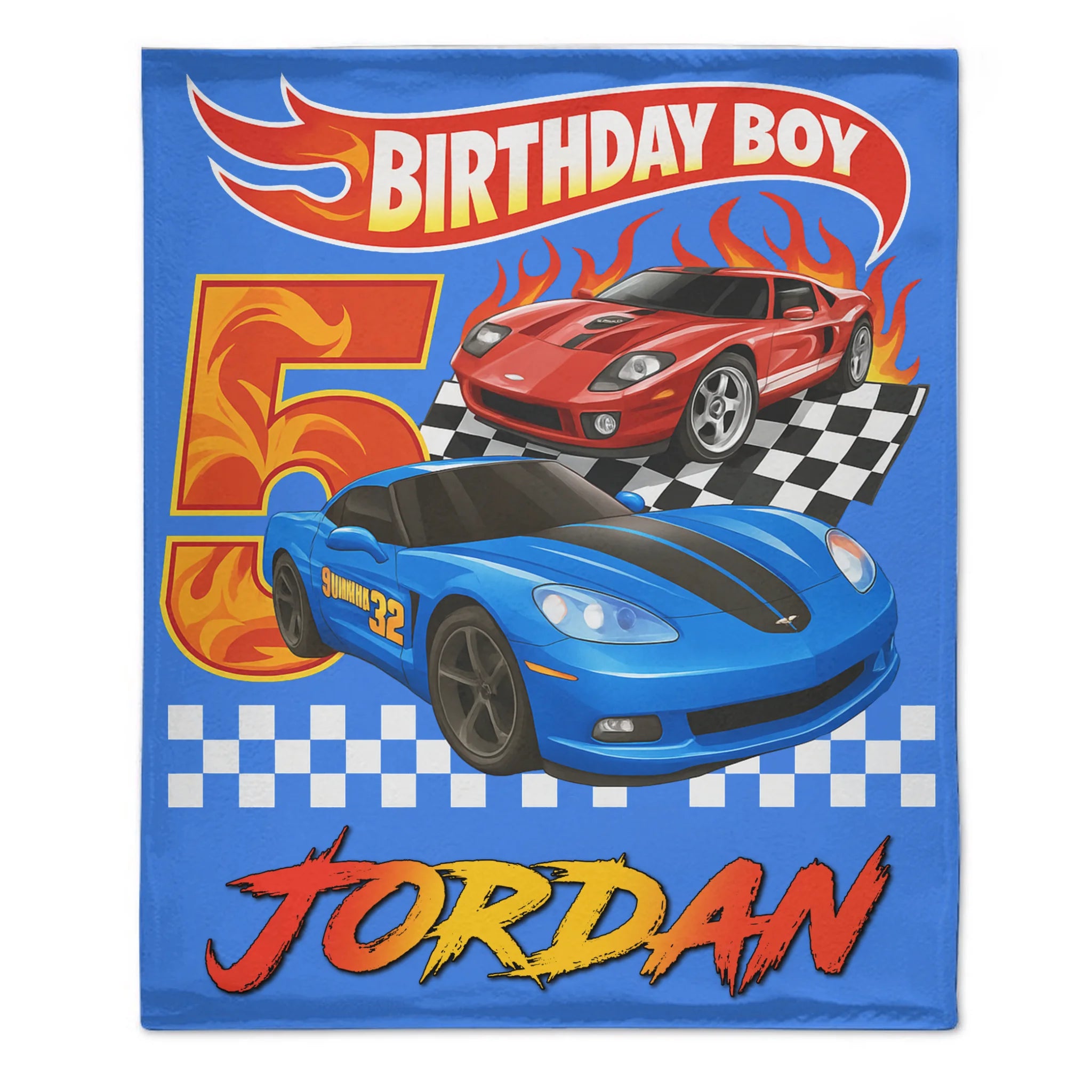Custom Sports Car Blanket - Personalized Race Car Theme Throw Blanket - Gift for Boys and Girls