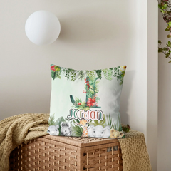Custom Jungle Animal pillow - Personalized Safari Baby Throw pillow - Gift for Kids and Newborns