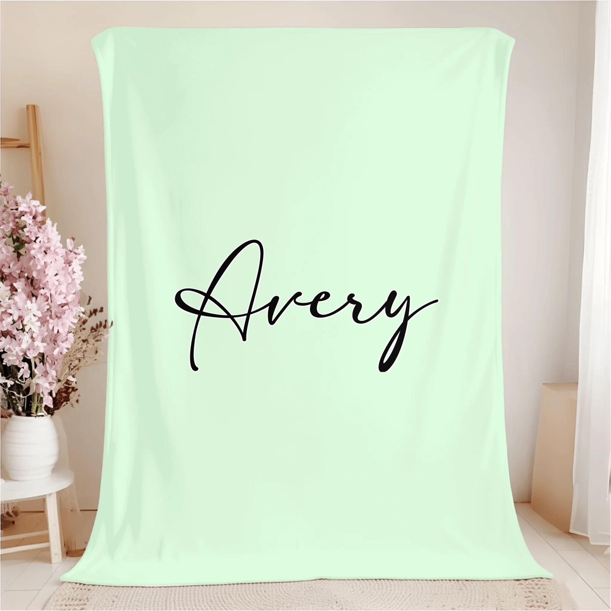 Custom Bunny Alphabet Blanket - Personalized Rabbit Initial Name Throw - Gift for Kids & Girls