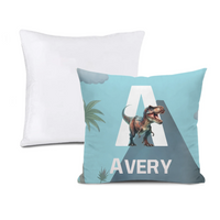 Custom Dinosaur Initial Pillow - Personalized Dino Name Cushion - Gift for Children