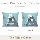 Custom Dinosaur Initial Pillow - Personalized Dino Name Cushion - Gift for Children